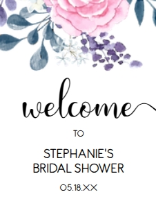 PinkPurpleFloral18x24: Bridal Shower Welcome Sign, Pink and Purple Floral | Printable Sign, Custom Welcome Sign, Editable Welcome Sign, Instant download