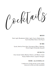 Cocktail Menu Signs, Stylish Cocktail Sign, Calligraphy Bar Menu Template, Drink Menu Sign, Printable Bar Signs, Instant Download design preview
