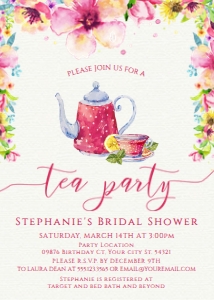 BrightPinkTeaParty5x7: Pink Flower Tea Party Invitation Bundle Printable and Customizable Invitation Bundle Printable Invite Kit Corjl Invitation Template Editable