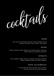 Black and White Cocktail Menu Signs, Modern Party Sign, Cocktail Menu Template, Drink Menu Sign, Editable Bar Signs, Instant Download design preview