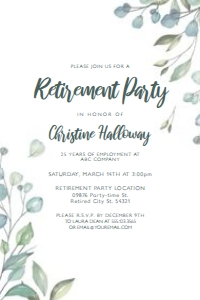 Retirement Party Invitation, Printable Invitations, Editable Retirement Party invite, Floral Retirement, Retirement Lunch Invite design preview