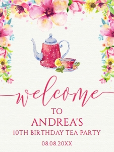 Elegant Pink Floral Invitation Set - Printable Tea Party Design, Garden Party Invitation Bundle, Invitation Bundle, Corjl Template design preview