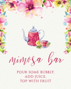 Mimosa Bar Sign and Tags, Mimosa Bar Tags, Tea Party Themed Bridal Shower, Printable Mimosa Sign, Editable Signs, Instant Download, Bar Sign design preview