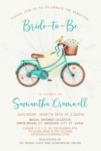 Vintage Bicycle Bridal Shower Invitations, Daisy Bridal Shower Invitations, Shower invitation with Daisies, Printable Invitations, Editable design preview