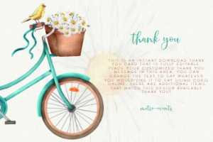 Vintage Bicycle Thank You Cards, Custom Thank You Cards, Rustic Thank You Notes, Thank You Notes, Editable Card, Printable Thank You Cards design preview