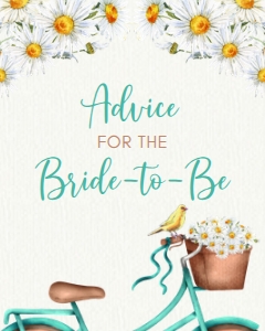 DaisyBikeAdviceSign8x10: Vintage Bicycle Bridal Shower Games, Bridal Shower Games and Activities, Guessing Game, Panty Game, Advice for the Bride, Date Night