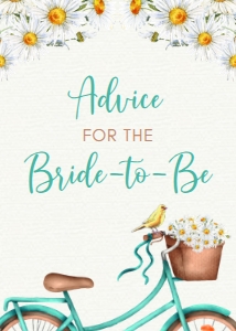 DaisyBikeAdviceSign5x7: Vintage Bicycle Bridal Shower Games, Bridal Shower Games and Activities, Guessing Game, Panty Game, Advice for the Bride, Date Night
