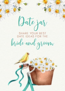 DaisyBikeDateJar5x7: Vintage Bicycle Bridal Shower Games, Bridal Shower Games and Activities, Guessing Game, Panty Game, Advice for the Bride, Date Night