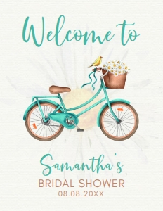 DaisyBicycleWelcome8x11: Vintage Bicycle Bridal Shower Welcome Sign, Printable Sign, Country Style Sign, Custom Welcome Sign, Editable Welcome Sign, Instant download