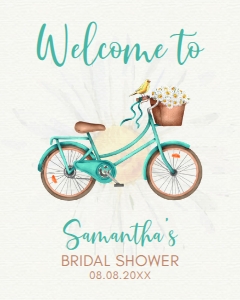 DaisyBicycleWelcome16x20: Vintage Bicycle Bridal Shower Welcome Sign, Printable Sign, Country Style Sign, Custom Welcome Sign, Editable Welcome Sign, Instant download