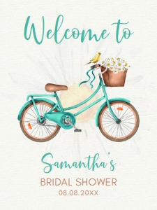 DaisyBicycleWelcome18x24: Vintage Bicycle Bridal Shower Welcome Sign, Printable Sign, Country Style Sign, Custom Welcome Sign, Editable Welcome Sign, Instant download