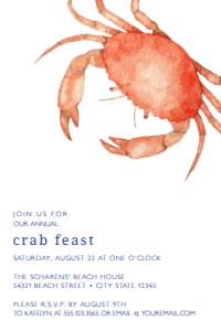 Crab Feast Invitations, Summer Party Invitation, Beach Party Invite, Editable Invitation, Printable Invitation, Instant Download, Corjl File design preview