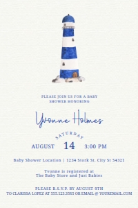 LightHouseBabyShower4x6: Nautical Baby Shower Invitations, Lighthouse Baby Shower Invitations, Coastal Baby Shower, Printable Invitations, Editable Invitations