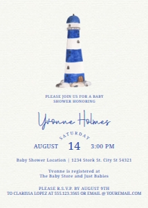 LightHouseBabyShower5x7: Nautical Baby Shower Invitations, Lighthouse Baby Shower Invitations, Coastal Baby Shower, Printable Invitations, Editable Invitations