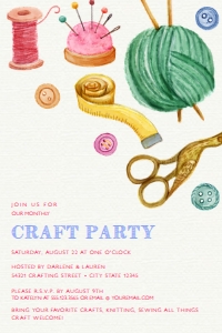CraftPartyInvite4x6: Craft Party Invitations, Sewing Party Invitation, Party Invite, Editable Invitation, Printable Invitation, Instant Download, Corjl File