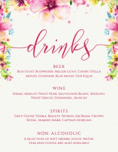 Pink Floral Drink Menu, Customizable Menu Sign, Floral Bar Sign, Custom Cocktail Sign, Editable Drink Menu, Instant download, Printable Sign design preview