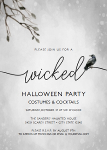 Spooky Halloween Invitations, Wicked Halloween Trick or Treat Invitations, Printable Invitations, Costume Invitations, Drive By Invitations design preview