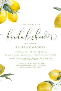 Lemon Bridal Shower Invitations, Bright Lemon Bridal  Shower Invitations, Bridal Shower Invitations, Corjl Template, Printable Invitation design preview