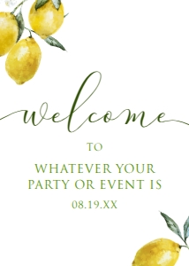 LemonBridalWelcomeSign5x7: Lemon Bridal Shower Sign Kit, Lemon Themed Welcome Signs, Lemon Mimosa Signs, Custom Lemon Themed Signs, Printable Signs, Corjl Template