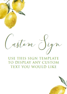 LemonBridalCustomSign5x7: Lemon Bridal Shower Sign Kit, Lemon Themed Welcome Signs, Lemon Mimosa Signs, Custom Lemon Themed Signs, Printable Signs, Corjl Template