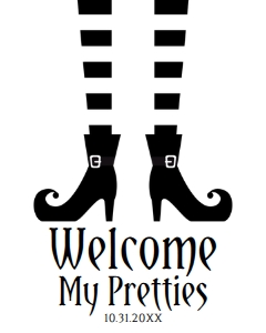 Black and White Witch Halloween Party Signs, Welcome My Pretties Halloween Signs, Halloween Decorations, Halloween Signs, Printable Sign design preview