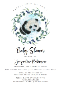PandaOlivesBabyShower5x7: Panda Invitations, Panda Baby Shower, Cute Baby Shower Invitation, Panda Baby shower invitations, Printable Invitations, Animal Baby Shower