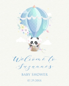 PandaAirBalloonWelcome16x20: Hot Air Balloon Baby Shower Sign, Printable Sign, Custom Sign Template, Editable Welcome Sign, Instant download, Baby Panda Welcome Sign