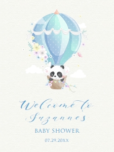PandaAirBalloonWelcome18x24: Hot Air Balloon Baby Shower Sign, Printable Sign, Custom Sign Template, Editable Welcome Sign, Instant download, Baby Panda Welcome Sign