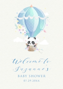 PandaAirBalloonWelcome5x7: Hot Air Balloon Baby Shower Sign, Printable Sign, Custom Sign Template, Editable Welcome Sign, Instant download, Baby Panda Welcome Sign