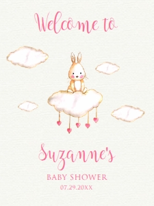 BabyBunnyWelcomeSign18x24: Baby Bunny Welcome Sign, Baby Shower Sign, Custom Welcome Signs, Editable Welcome Sign, Instant download, Bunny Themed Welcome Signs, Corjl