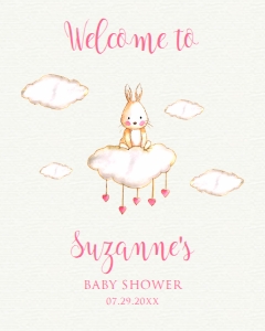 BabyBunnyWelcome16x20: Baby Bunny Welcome Sign, Baby Shower Sign, Custom Welcome Signs, Editable Welcome Sign, Instant download, Bunny Themed Welcome Signs, Corjl