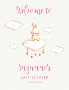 BabyBunnyWelcome8x11: Baby Bunny Welcome Sign, Baby Shower Sign, Custom Welcome Signs, Editable Welcome Sign, Instant download, Bunny Themed Welcome Signs, Corjl