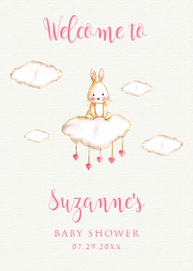 BabyBunnyWelcome5x7: Baby Bunny Welcome Sign, Baby Shower Sign, Custom Welcome Signs, Editable Welcome Sign, Instant download, Bunny Themed Welcome Signs, Corjl