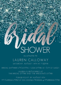 DarkTealBridalInvite5x7: Teal Glitter Bridal Shower Invitations, Glitter Bridal Shower Invitations, Bridal Shower Invite, Printable Invitations, Editable Invitation