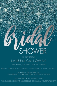 DarkTealBridalInvite4x6: Teal Glitter Bridal Shower Invitations, Glitter Bridal Shower Invitations, Bridal Shower Invite, Printable Invitations, Editable Invitation