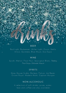DarkTealBridalDrinkMenu5x7: Teal Glitter Drink Menu Signs, Glitter Drink Menu, Drink Menu Template, Drink Menu Sign, Printable Bar Menu, Instant Download, Cocktail Sign