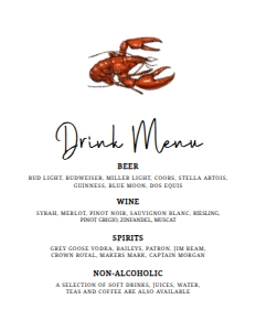 Lobster Drink Menu Sign, Lobster Boil Signs, Lobster Menu Template, Editable Menu Sign, Printable Bar Sign, Instant Download, Corjl Template design preview