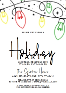 Christmas Party Invitations, Christmas Lights Invitation, Printable Invitation, Holiday Invitation, Corjl Template, Fun Holiday Party Invite design preview