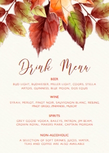 Fall Leaves Drink Menu Signs, Friendsgiving Signs, Drink Menu Sign, Printable Bar Menu, Instant Download, Cocktail Sign, Drink Menu Sign design preview