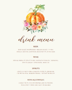 Pumpkin Drink Menu Signs, Friendsgiving Signs, Drink Menu Sign, Printable Bar Menu, Instant Download, Cocktail Sign, Drink Menu Sign design preview