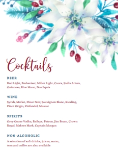 Poinsettia Drink Menu Signs, Drink Menu Template, Bar Menu Sign, Printable Bar Menu, Instant Download, Cocktail Sign, Floral Christmas Signs design preview