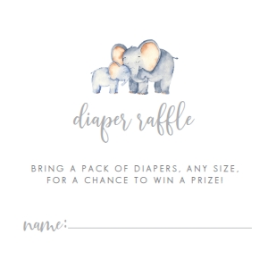 BabyMamaElephantDiaperCard: Diaper Raffle Game, Elephant Baby Shower Games, Instant Download Game, Elephant Themed Shower, Diaper Raffle Signs, Printable Shower Signs