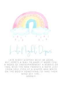 Late Night Diaper Sign, Rainbow Themed Sign, Instant Download, Baby Shower Sign, Baby Shower Sign, Printable Shower Sign, Corjl Template design preview