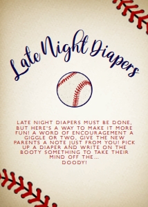 Late Night Diaper Sign, Baseball Themed Sign, Instant Download, Baby Shower Sign, Baby Shower Sign, Printable Shower Sign, Corjl Template design preview