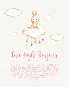 BabyBunnyLateDiaper8x10: Late Night Diaper Sign, Baby Bunny Shower Sign, Instant Download, Baby Shower Sign, Baby Shower Sign, Printable Shower Sign, Corjl Template