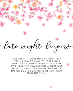 CherryBloosomBabyLateDiaper8x10: Late Night Diaper Signs, Pink Floral Baby Shower Signs, Instant Download, Pink Cherry Blossom Signs, Printable Shower Sign, Corjl Template