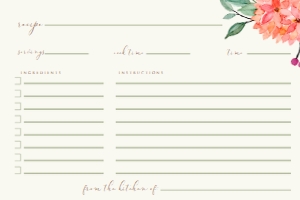 AutumnFloralBridalRecCard: Autumn Floral Bridal Shower Invitation Set, Printable Invitations, Editable Files, Recipe Card, Instant download, Corjl Files, Floral Themed