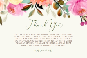 AutumnFloralThankYouCard: Autumn Floral Bridal Shower Invitation Set, Printable Invitations, Editable Files, Recipe Card, Instant download, Corjl Files, Floral Themed