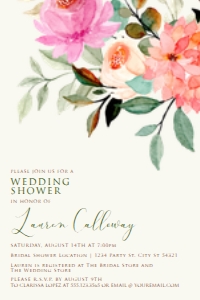 AutumnFloralBridal4x6_2: Autumn Floral Bridal Shower Invitation Set, Printable Invitations, Editable Files, Recipe Card, Instant download, Corjl Files, Floral Themed