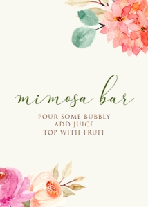 AutumnFloralMimosaSIgn5x7: Autumn Floral Mimosa Bar Sign, Printable Mimosa Signs, Printable Wedding Sign, Bridal Shower Sign, Floral Mimosa Bar Signs, Instant Download
